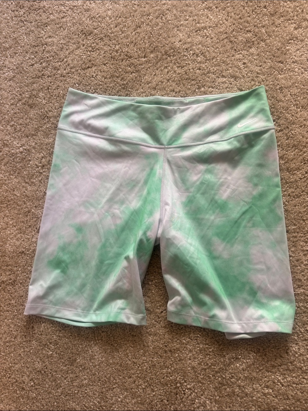 Nike Women's Mint Green Tie-Dye Bike Shorts